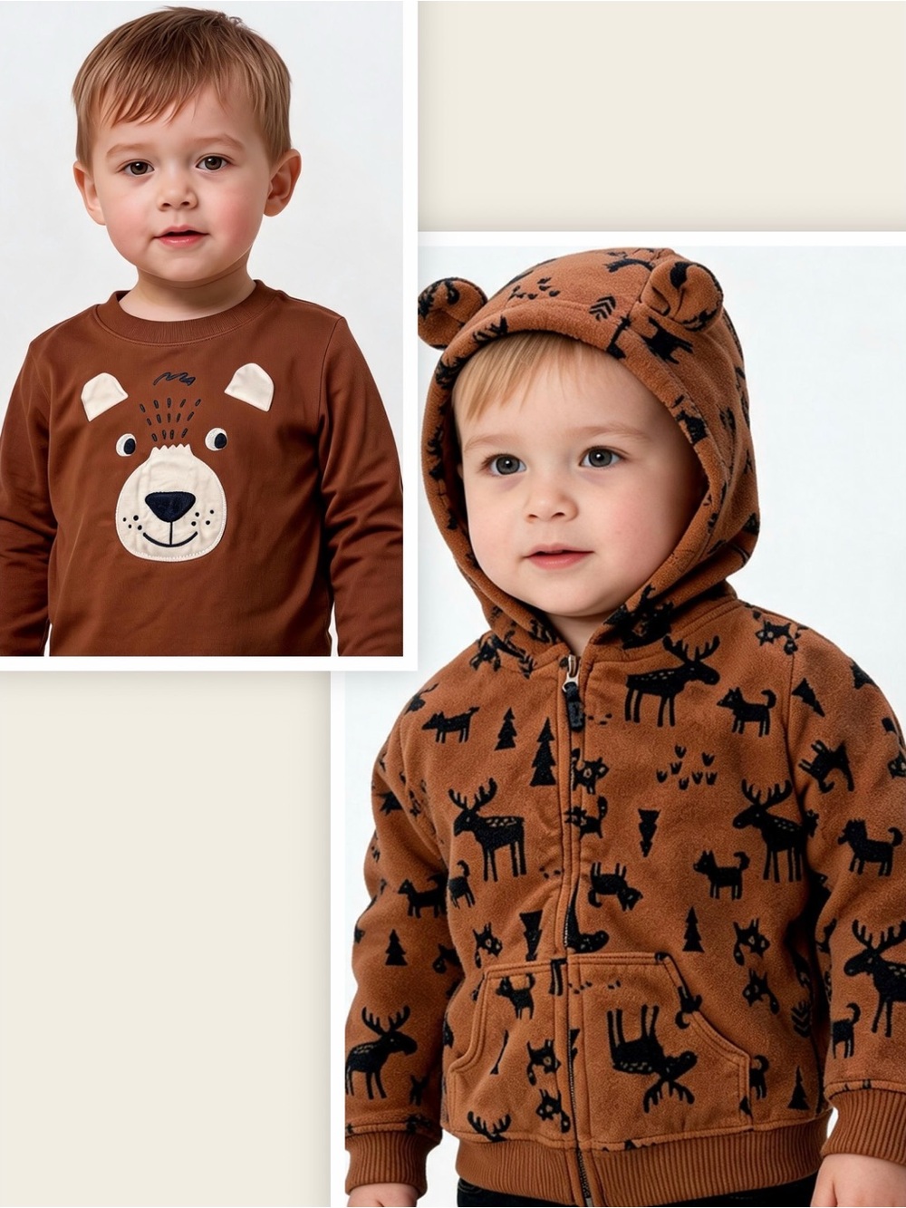 Carter's Rust Brown Fleece Hoodie and Long Sleeve Tee